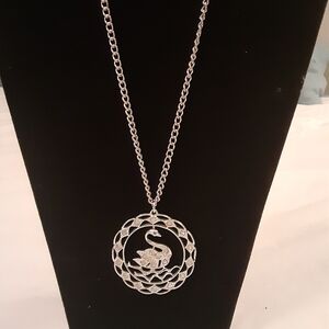 Elegant Silver Swan Pendant Necklace